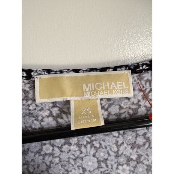 Michael Kors Womens Blue Floral Wrap Front Vneck Tiered Dress sz XS Feminine - Picture 4 of 6